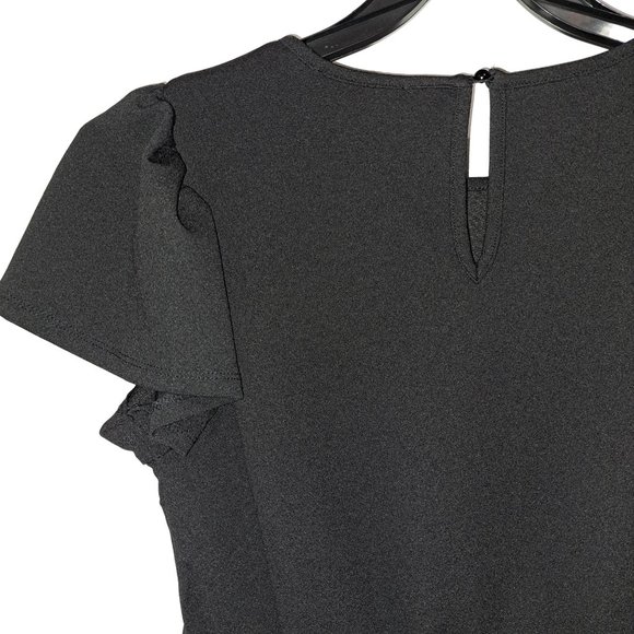 Haute Monde Blouse Plus Waist Lace Short Sleeve Black Color Size M Preowned - Picture 6 of 9